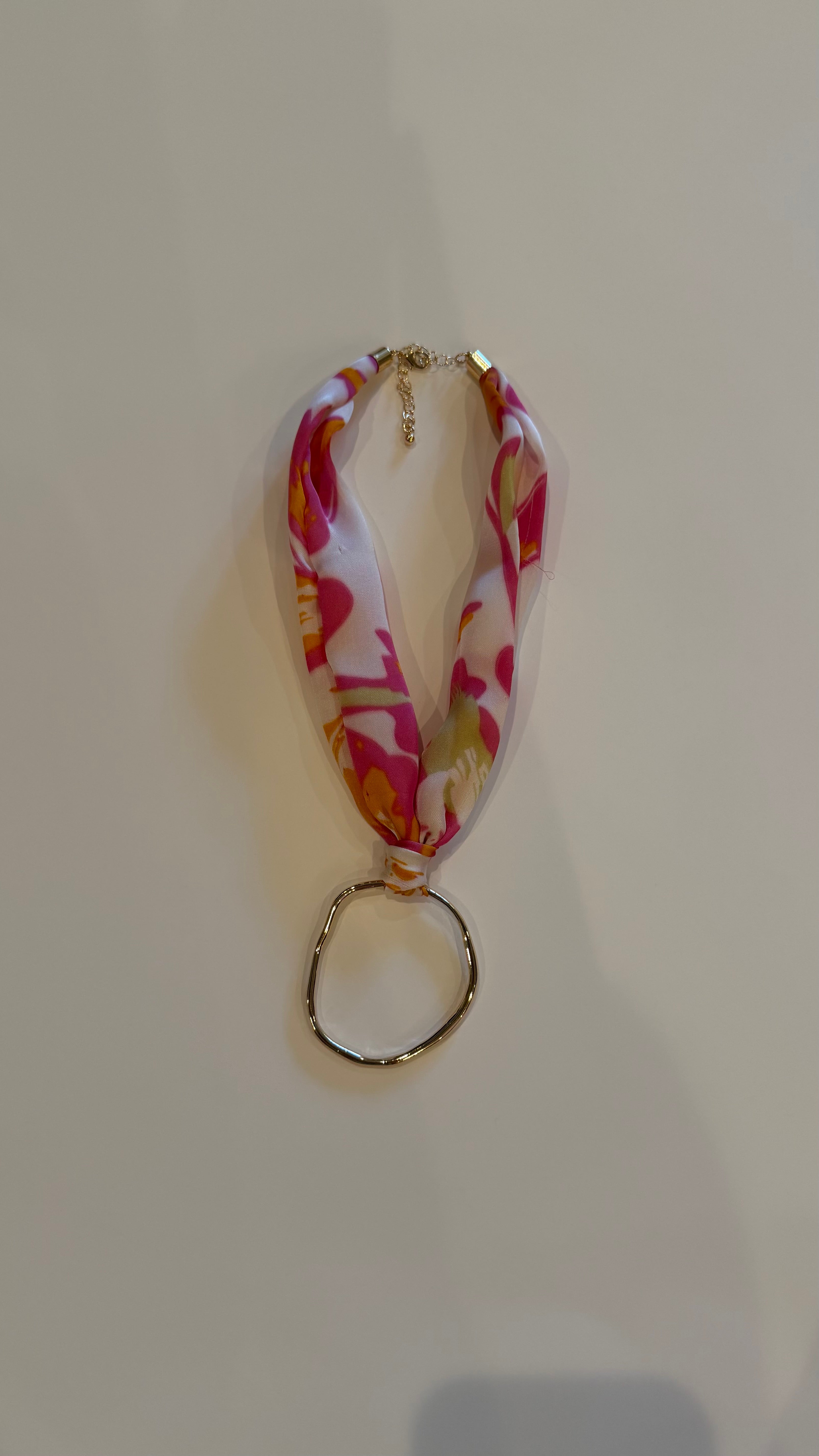 Pink + Orange Scarf Necklace