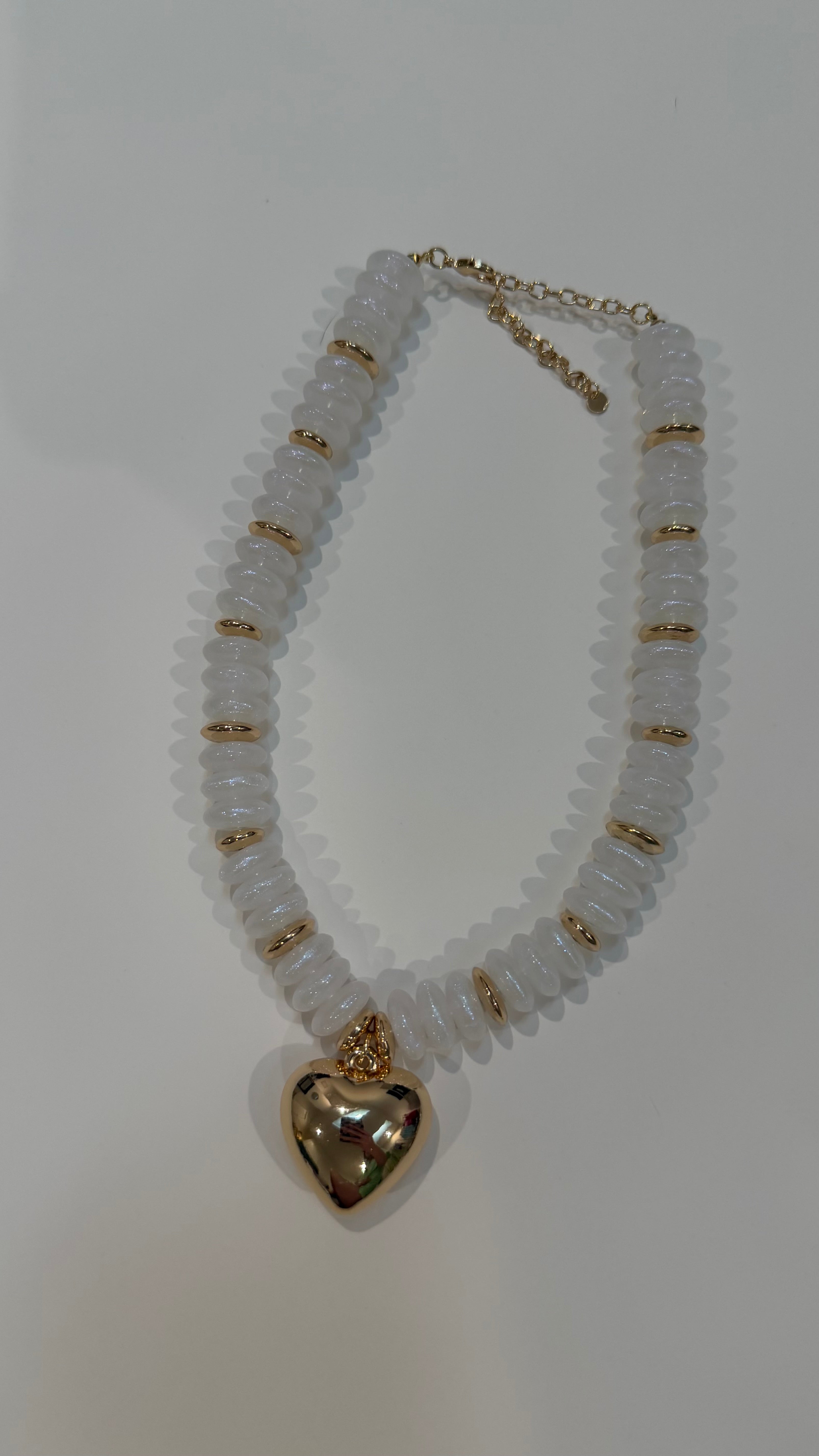 Clear Gold Heart Necklace